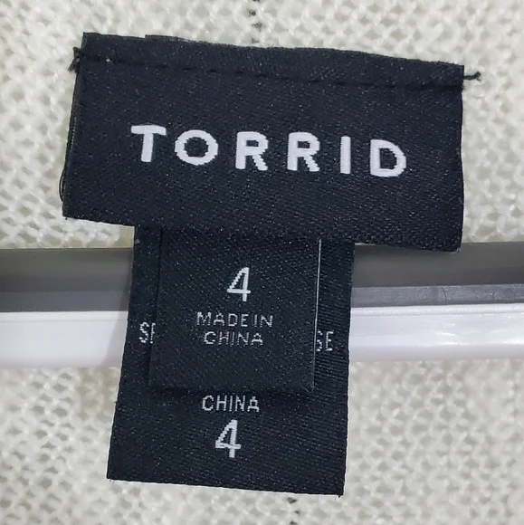 Torrid Striped Knit Fringed Vest Waterfall Front Cream Red Blue Sz 4 Pre-Owned - Picture 9 of 12